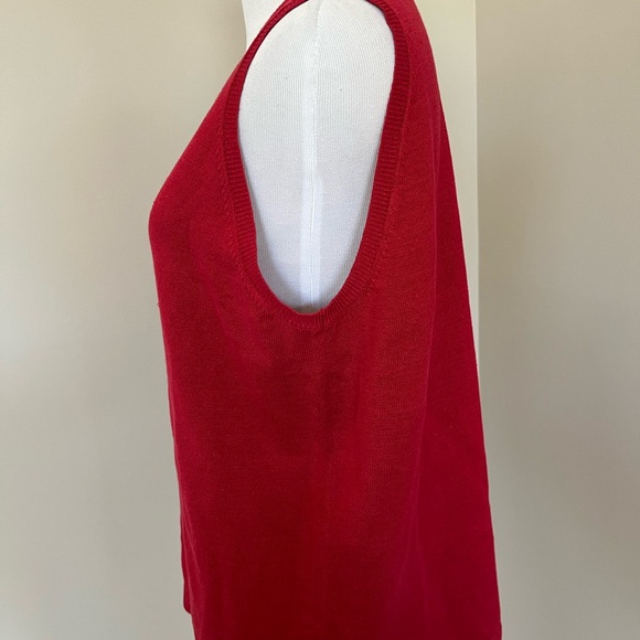 NWT Ann Taylor Red Linen Blend Sleeveless Crew Neck Sweater Size Large - Picture 8 of 10